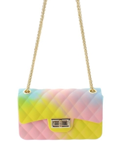 Fashion Jelly Quilted Rainbow Small Messenger Bag JP067RPP RB1